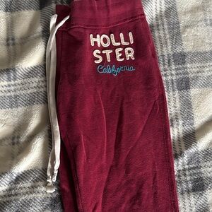 Hollister Burgundy Joggers with Embroidery